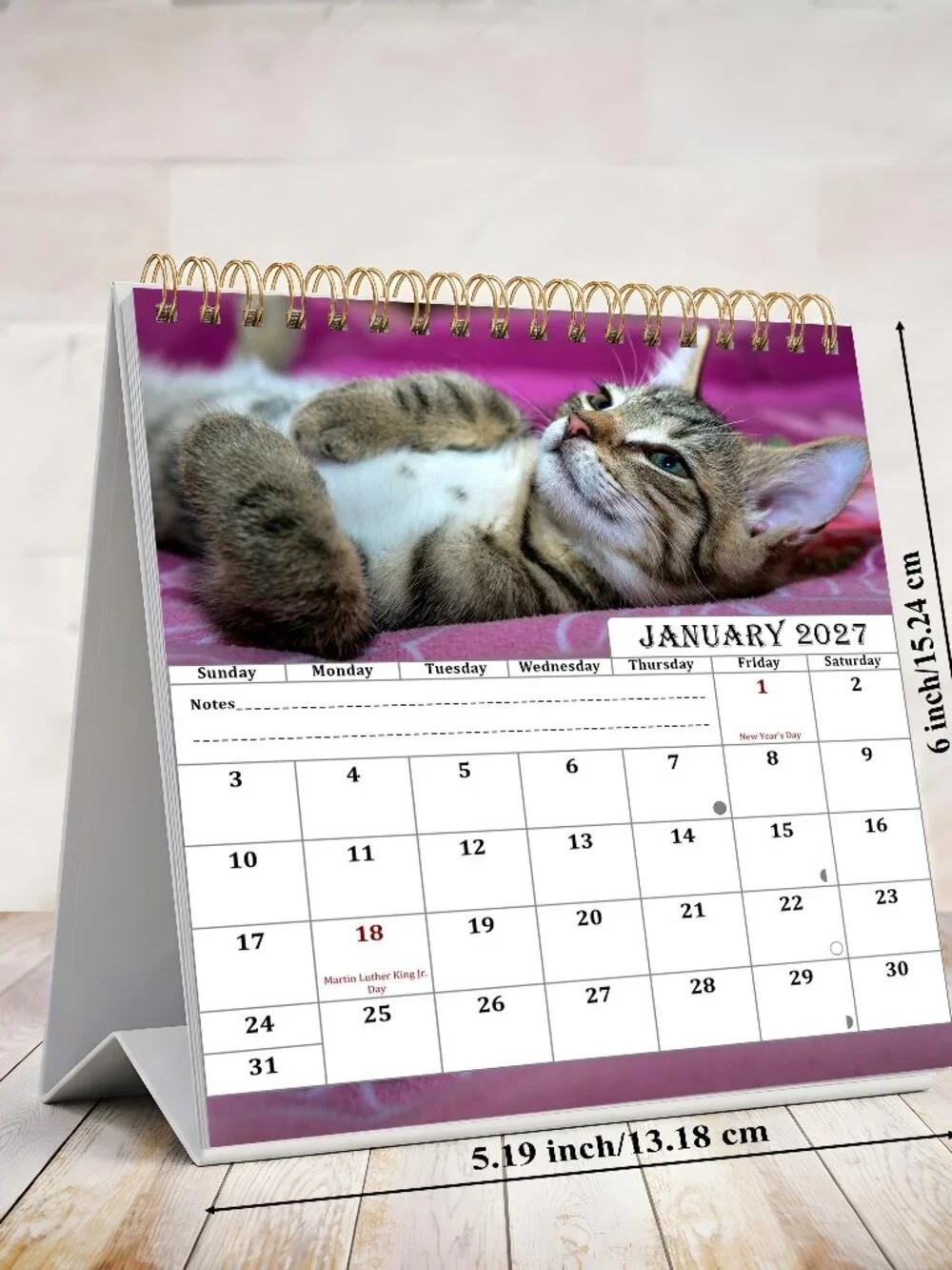 2027-12 Months Desk Calendar Desktop Planner with To-Do List (Cats)